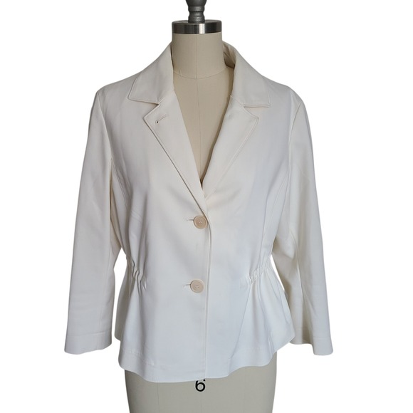 Akris Punto Jackets & Blazers - Akris Punto Cream White Cinched Drawstring Waist Peplum Blazer Jacket Size 6
